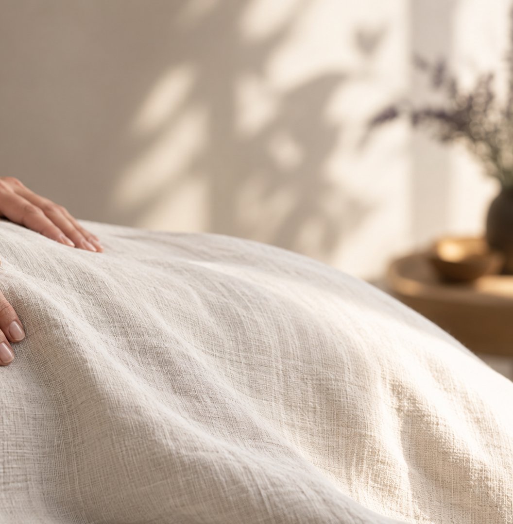 A hand on the linen